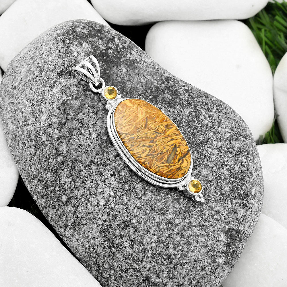 Coquina Fossil Jasper India & Citrine Pendant P-1023 SDP114397